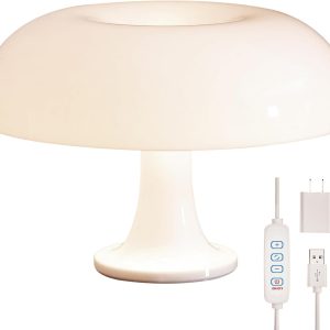 Mushroom Table Lamp, Dimmable Table Lamp for Bedroom, White Acrylic 12W Adjustable Light Color Temperature Lighting Home Decor Night Light for Bedside