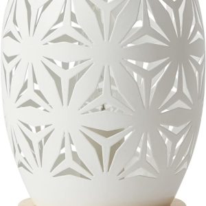 Bedside Table Lamp, Small Night Light Metal Lampshade and Wood Base, E12 40W Desk Lamp for Bedroom Living Room Home Decor Office Restaurant Bar, White, Without Bulb